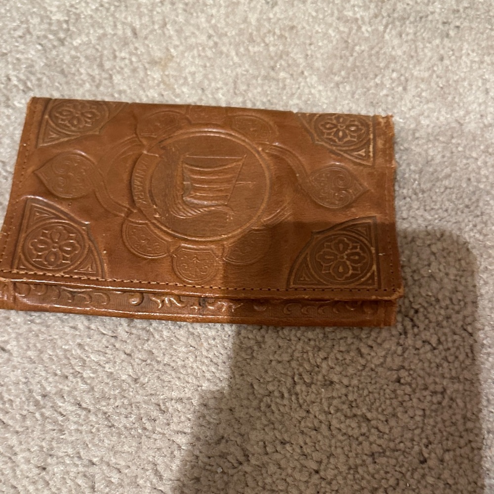 Embossed Brown Leather Wallet
